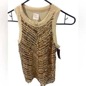 No boundaries gold sequin tank top size s NWT
